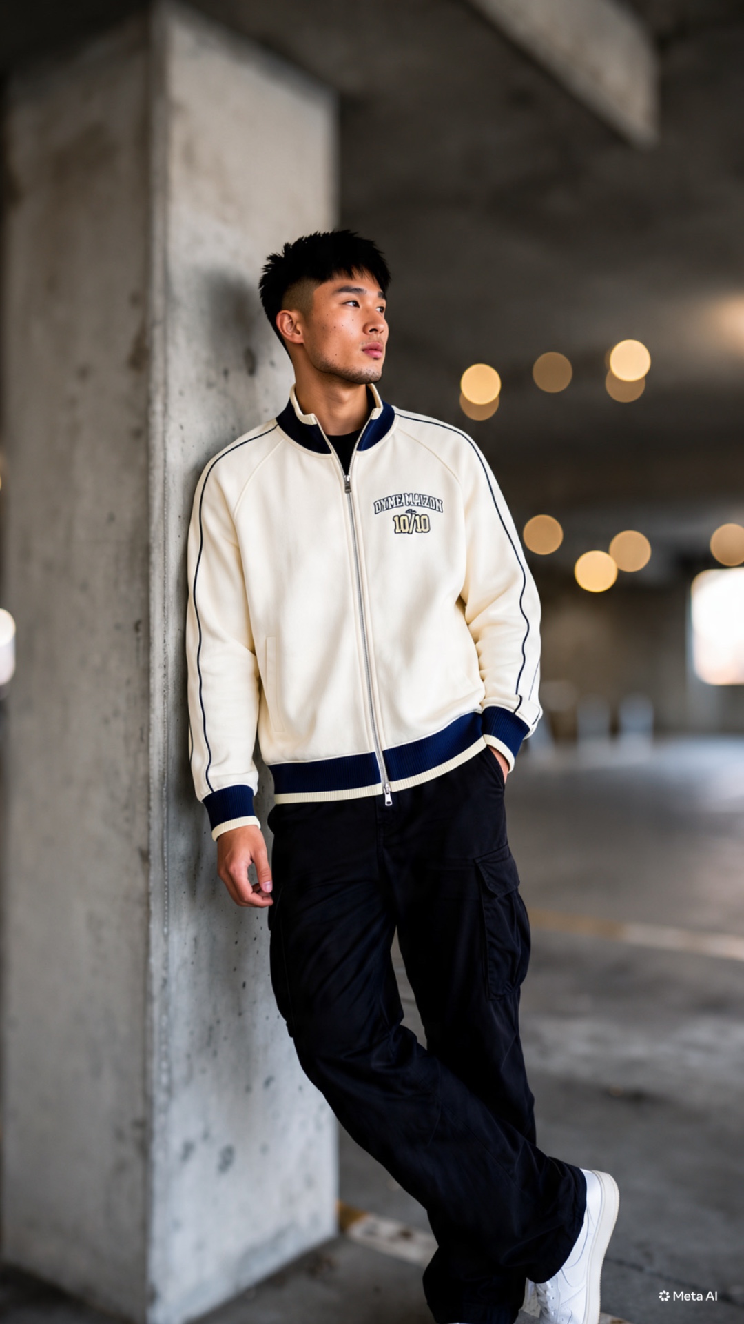 Cream and navy track jacket